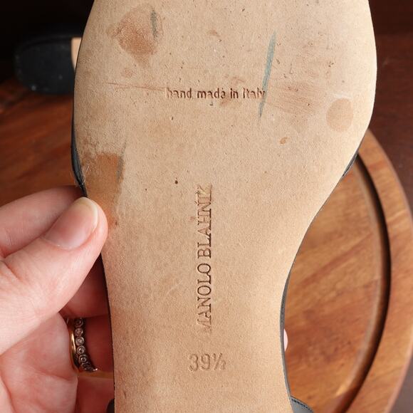 Manolo Blahnik Flats WMS SZ EU 39.5 US 9.5 BLK White Leather D'Orsay Modern Shoe - Picture 11 of 14